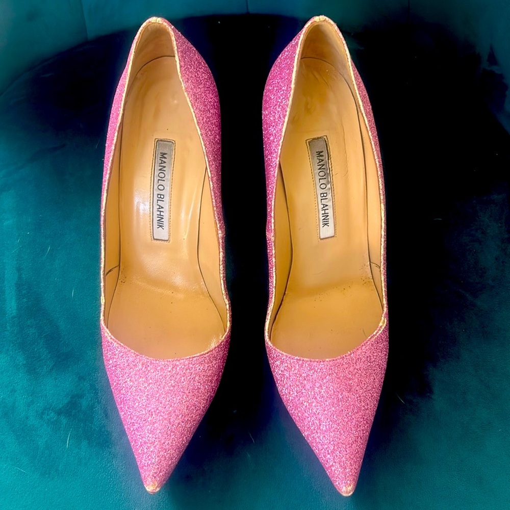 Pink Glitter Manolo Blahnik Heels